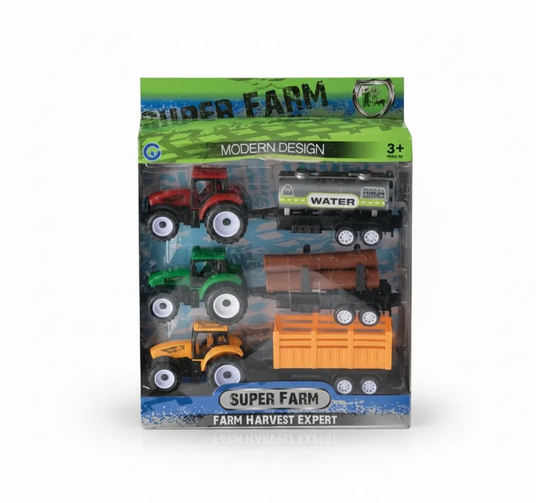 Farm Tractor Toy Vehicles Set - 3 Piece with Moving Parts