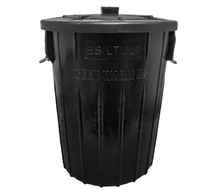 90L Refuse Rubber Bin Black - No Hot Ash