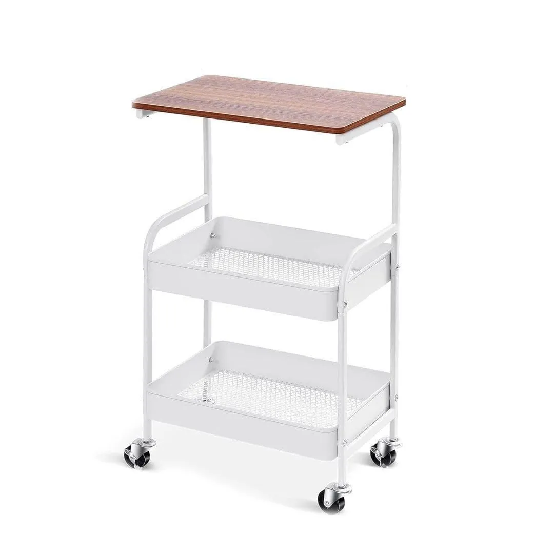 3 Tier Metal Utility Cart Rolling Storage Organizer Cart With Wheel-W-00CU9