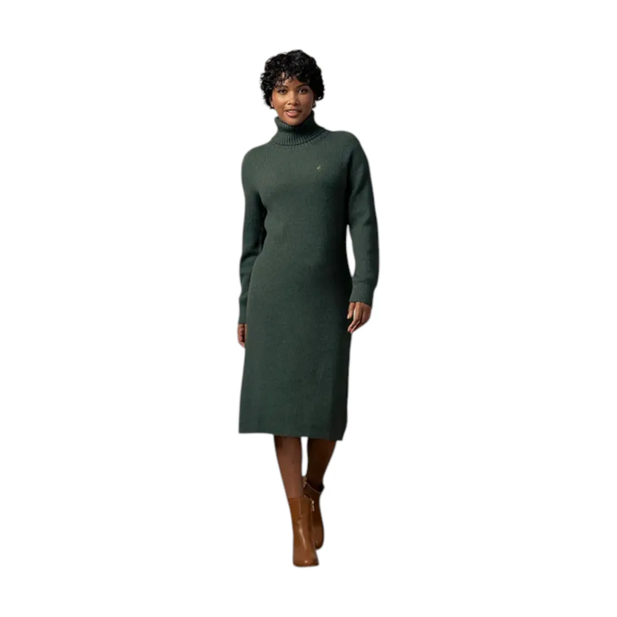 Polo Women Olivia LS Roll Neck Knit Dress - Forest Green