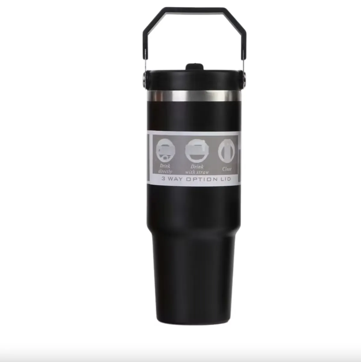 30oz Large Capacity Portable Car Cup Stainless Steel Thermos Cup with Straw