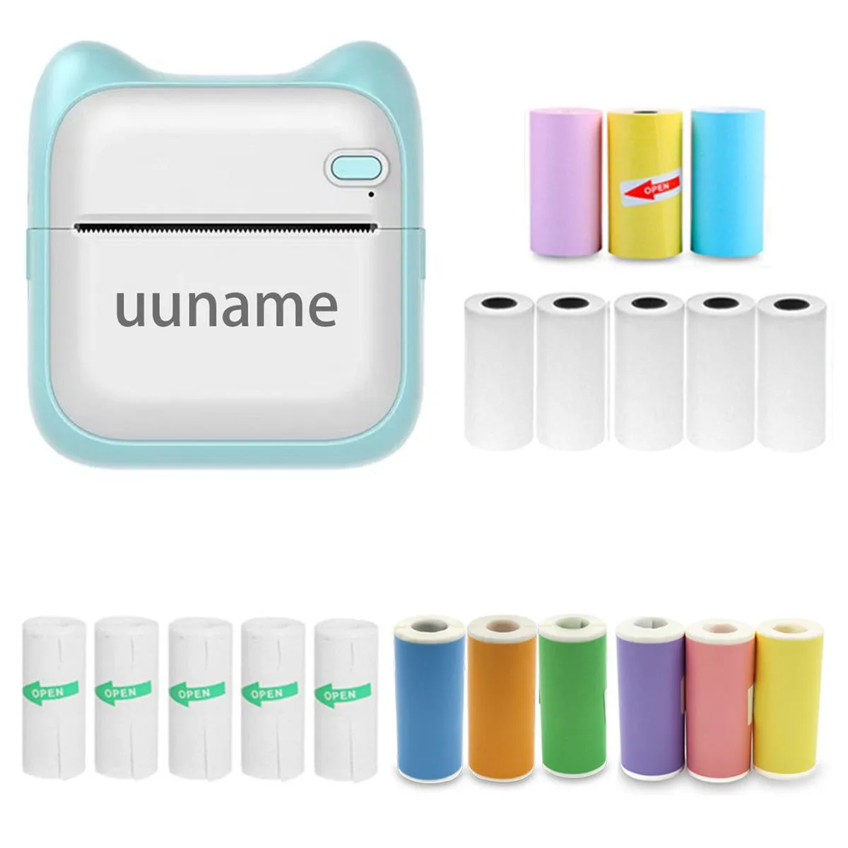 Uuname Portable Mini Photo Thermal Printer & 19 Rolls Thermal Paper-A31M19 - Blue