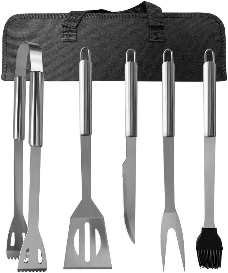 Durable Outdoor Stainless Steel Braai BBQ Tools - 5 PCS SET