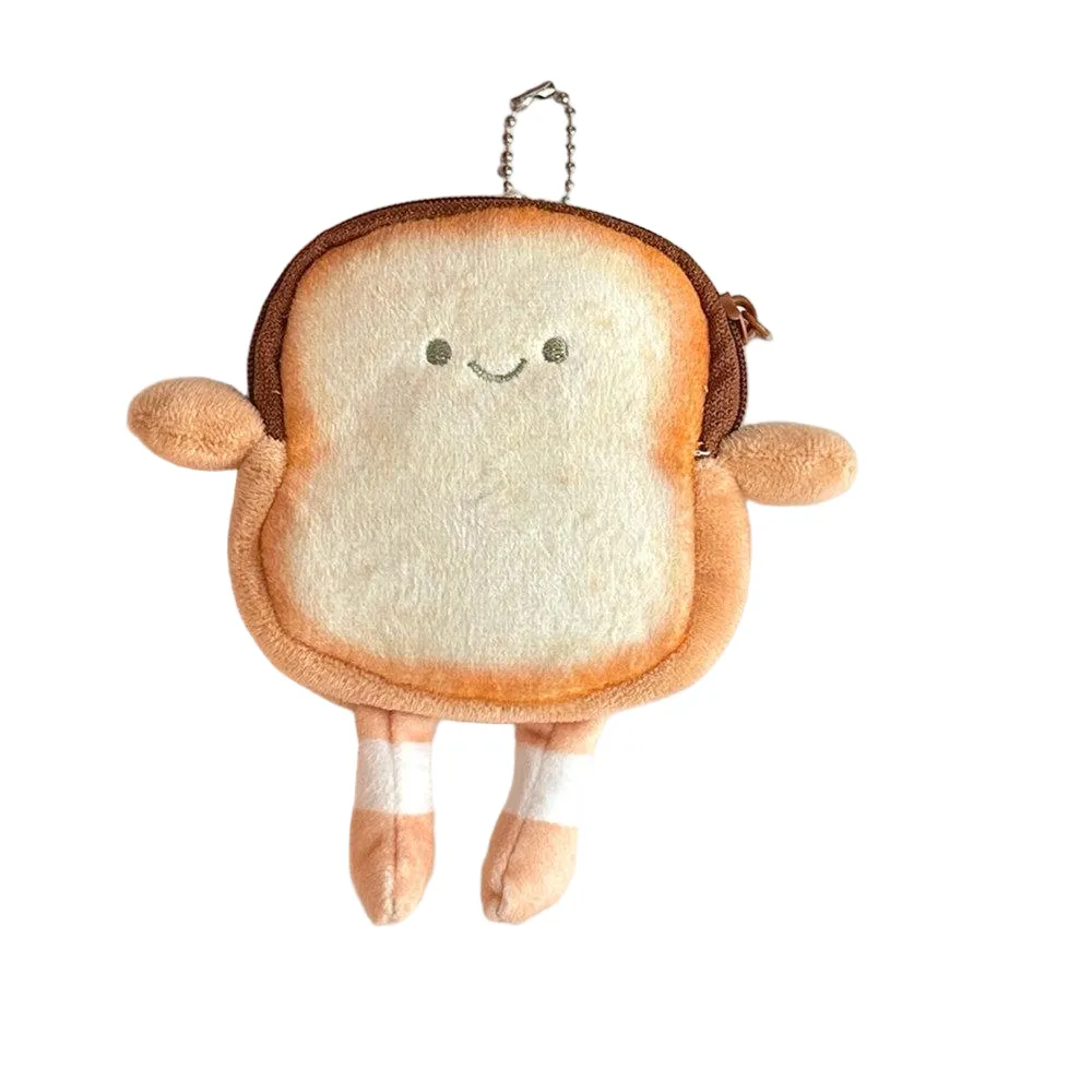 Cartoon Plush Toast Coin Purse Keychain Car Accessories Quality
