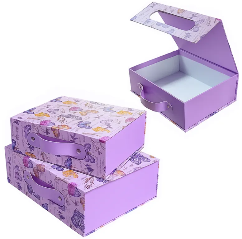 Pack of 3 - Gift Boxes with Handle Foldable Storage Boxes Jewellery Box A