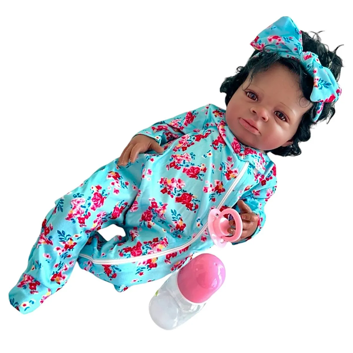 Silicone Baby Doll Dark Skin in Blue 51cm