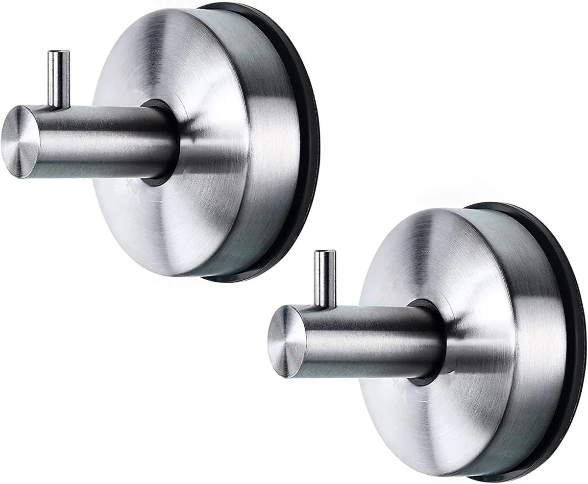 Sulfar 2Pcs Suction Cup Hooks Bathroom Hook Towel Holder Wall Hanger Rack