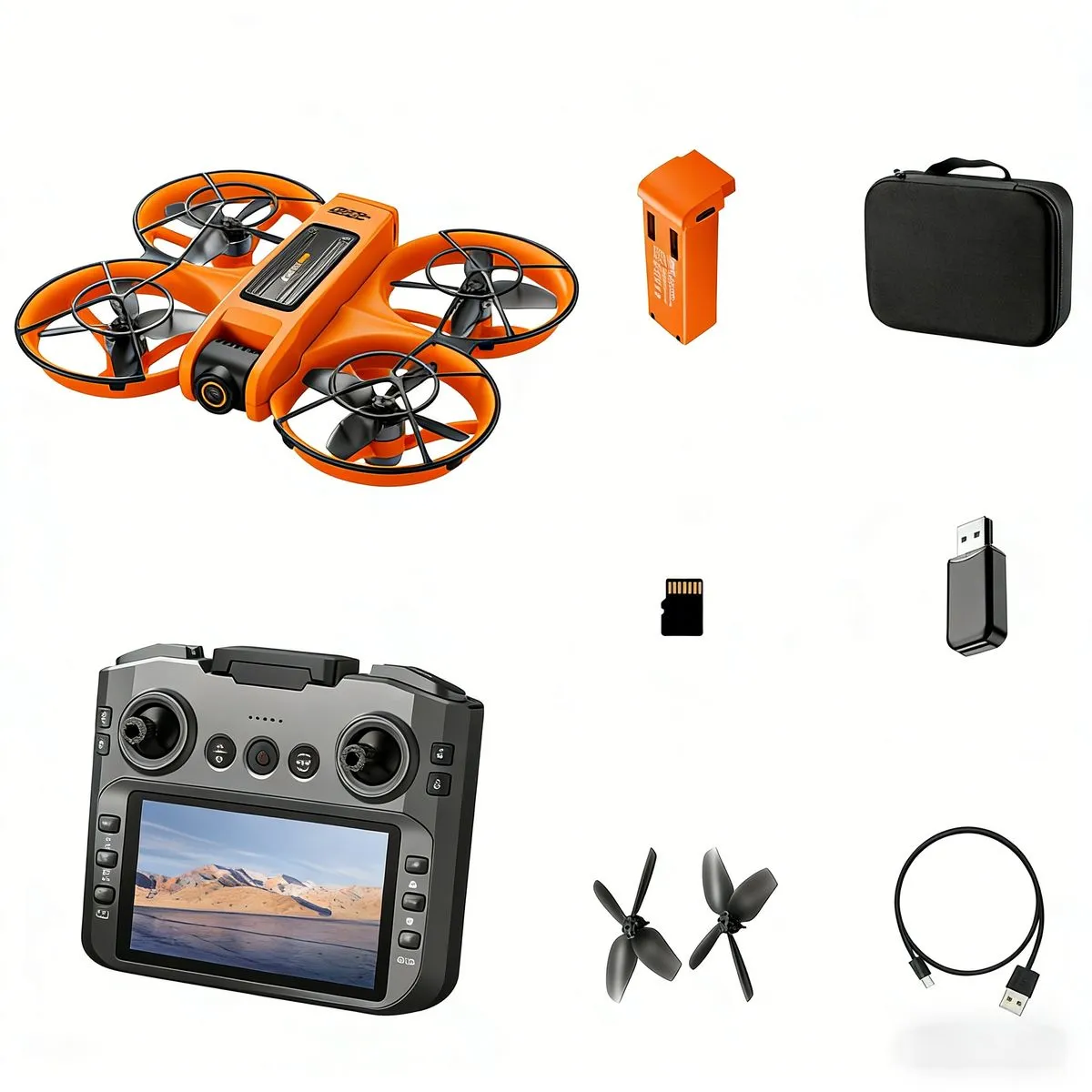 S156 Foldable Drone With 4K Camera Screen Remote Control Brushless Motor - Orange