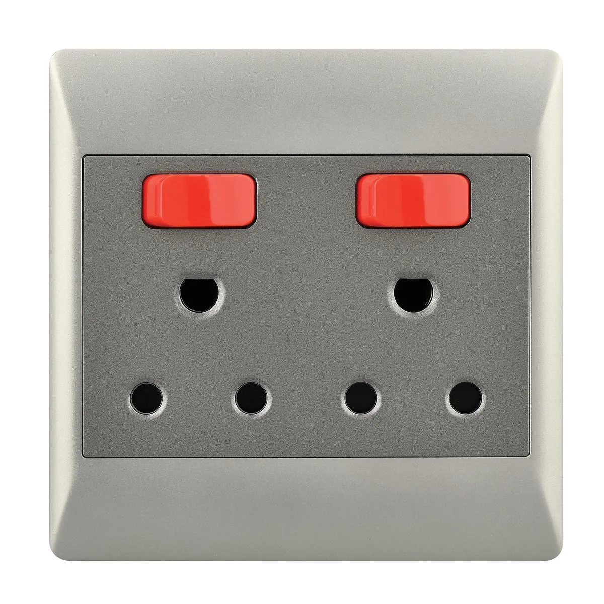 Bright Star 16 Amp Double Red Dedicated Plug Socket - 4x4 - Grey or White - Grey