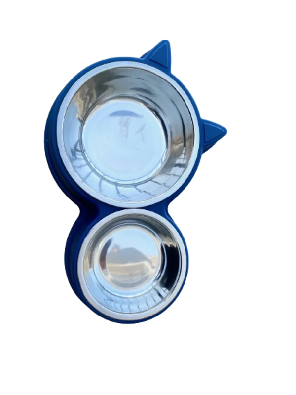 Cat Bowls 2-in-1 Pet Bowl - Removable Steel Bowls - Blue