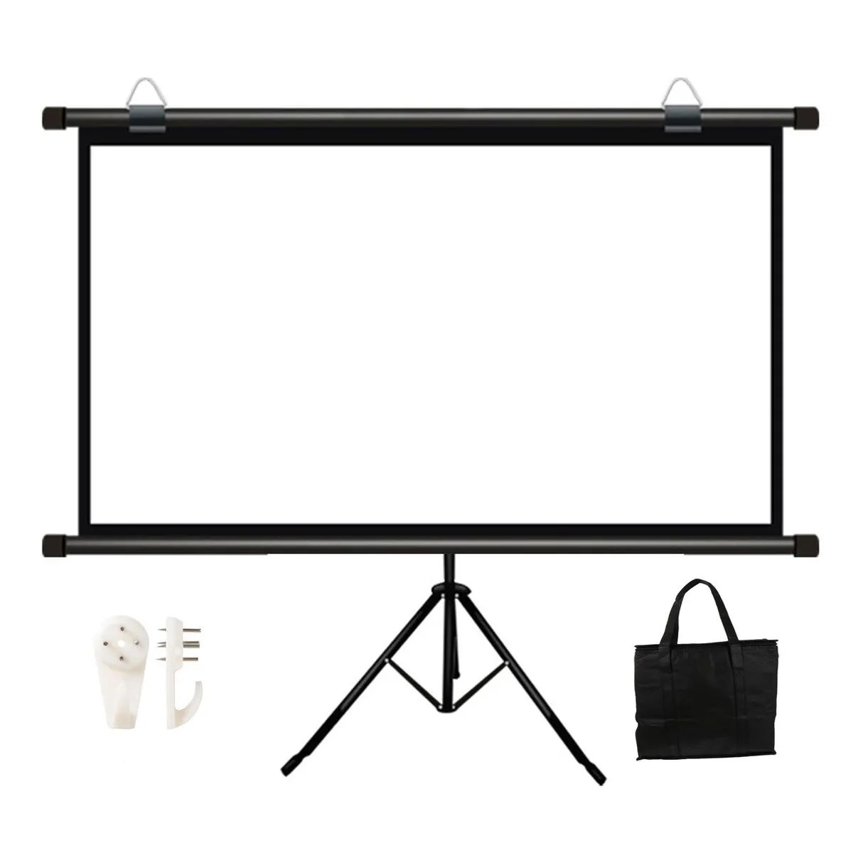 60/100" 4:3-Portable Wall-Mount Projector Screen w/Storage Bag & Hooks - 60 inch