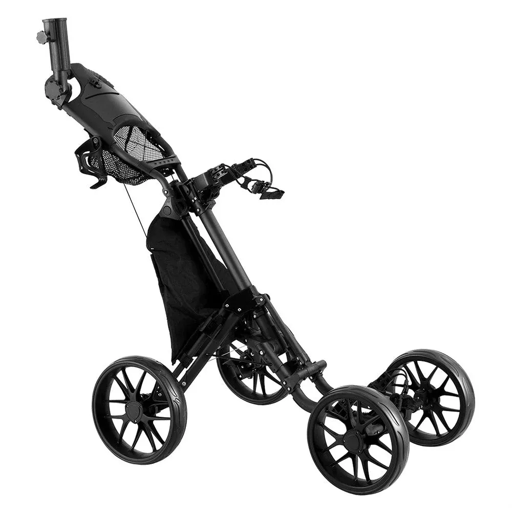 4-Wheel Foldable Golf Push Cart with Cooler Bag