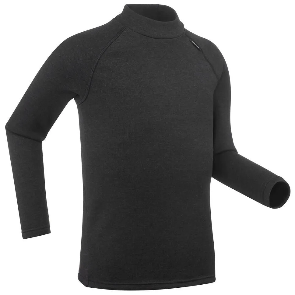 Wedze Kids' Essential Ski Base Layer Top - BL100 - Black