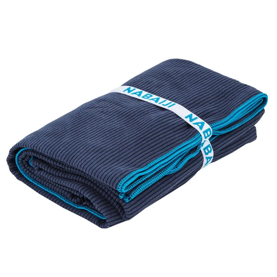 Nabaiji Microfibre Swimming Towel Size Xl 110 X 175 Cm Striped - Blue