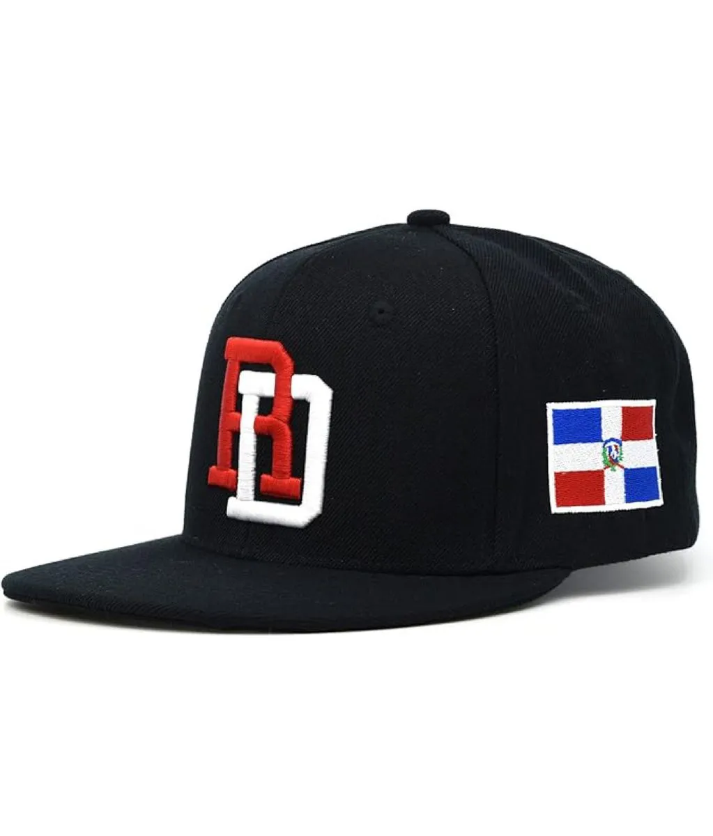RD Letter Embroidered Snapback Cap - Black
