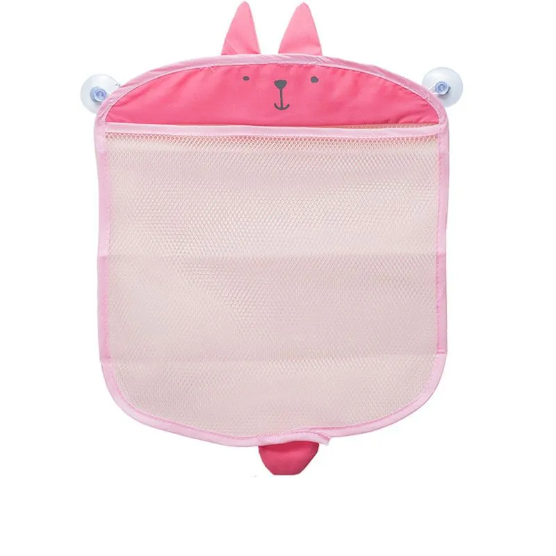 Baby Bath Toys Quick-Drying Storage Mesh With Suction Cup - Pink