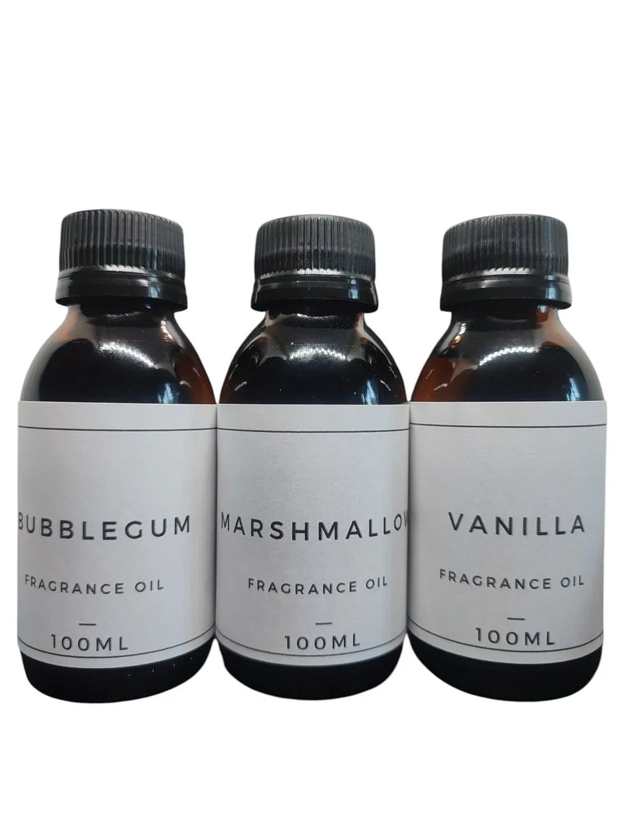 Fragrance Oil Set: Bubblegum,Marshmallow,Vanilla