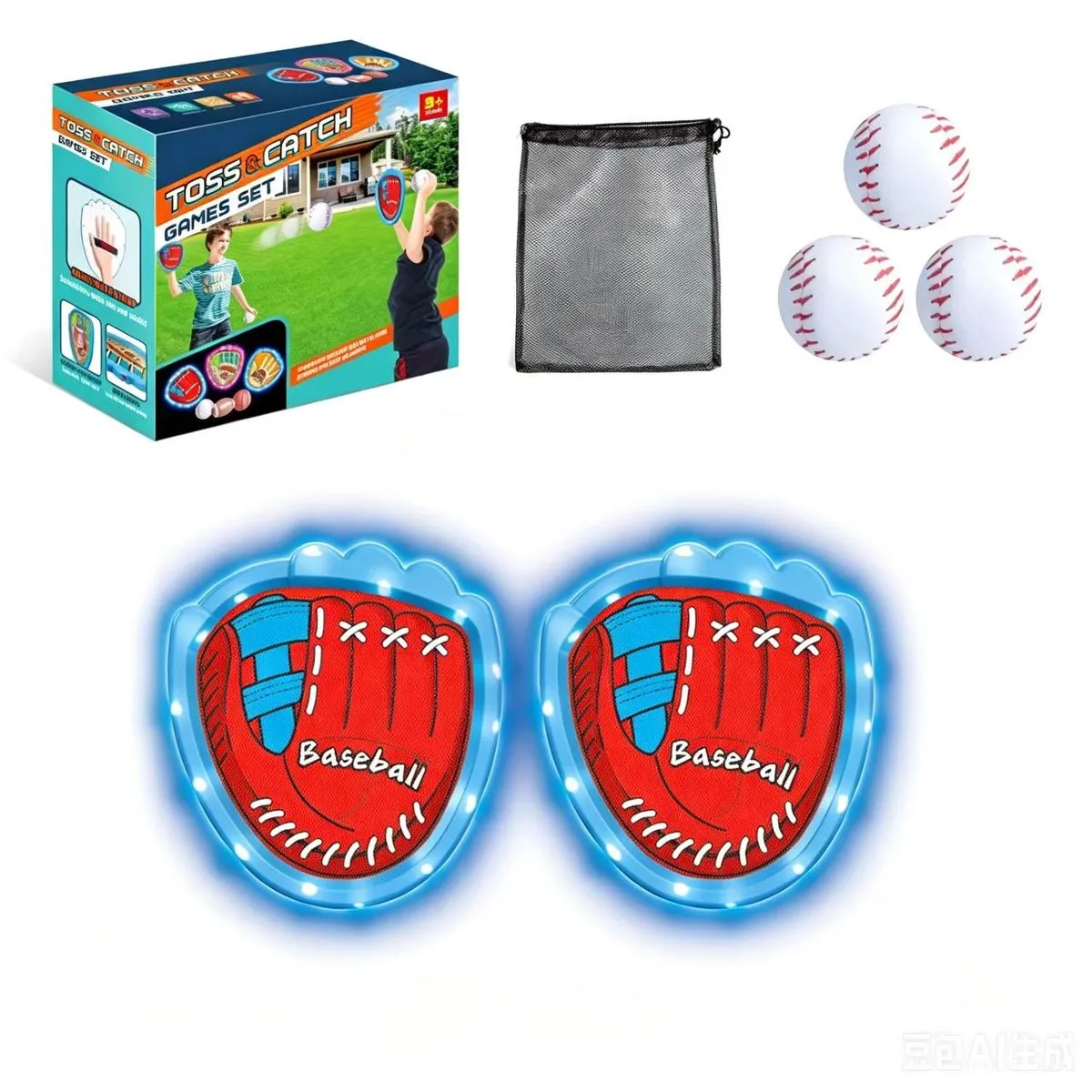 Light-Up Toss & Catch Game Set for Kids Outdoor Interaction Game Ball Toy