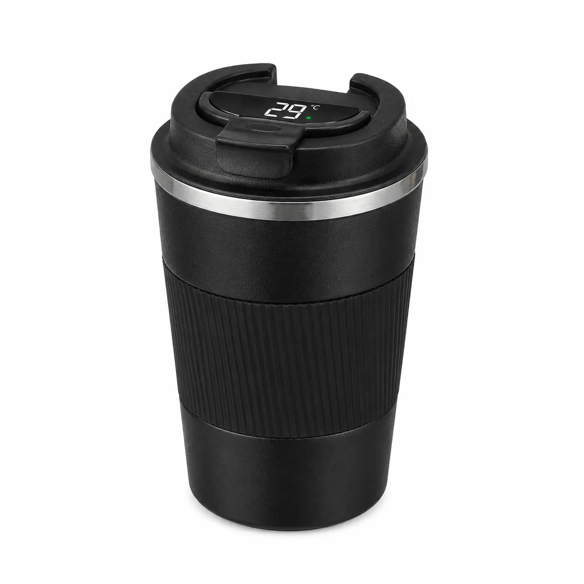304 Stainless Steel Travel Coffee Mug with Leak-Proof Lid - Black