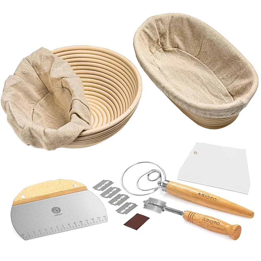14-Piece Set Banneton Bread Proofing Basket Set, Bread Baking Supplies