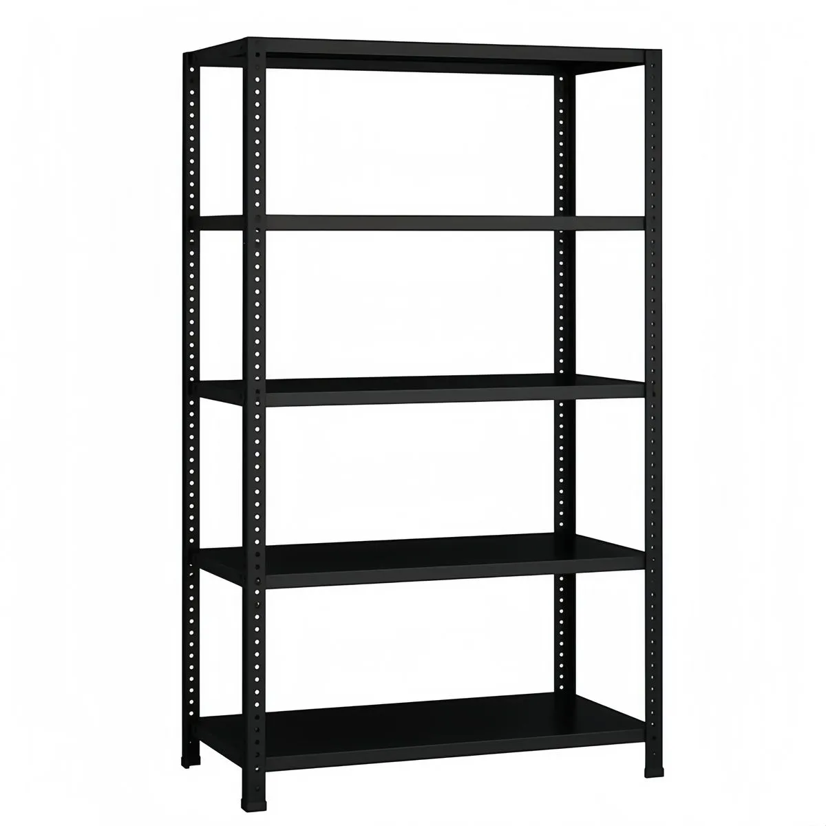 Five-tier Steel Boltless Storage Rack with Adjustable Shelf Height - Black