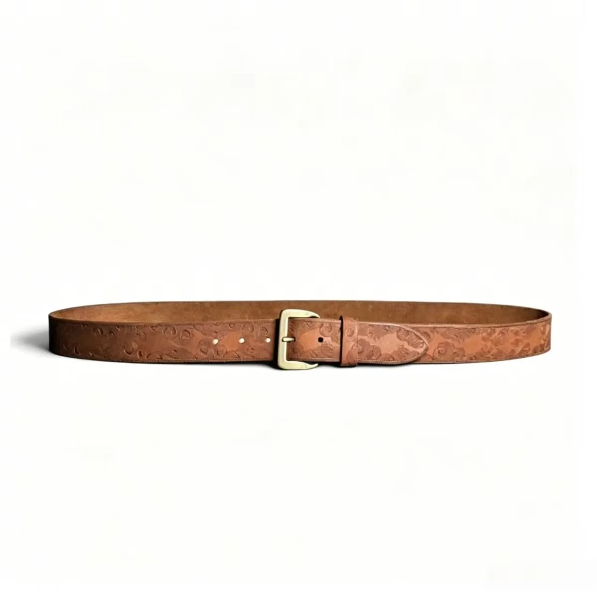 Vintage Handmade Cloud Pattern Leather Belt - Full Grain Cowhide for Men