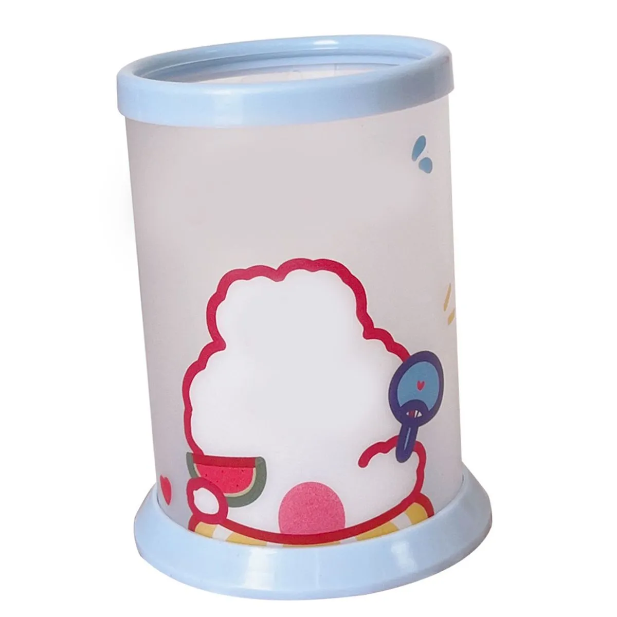 Transparent Cartoon PVC Pencil Holder, Foldable 9x9x11.5cm Compact Desk Cup