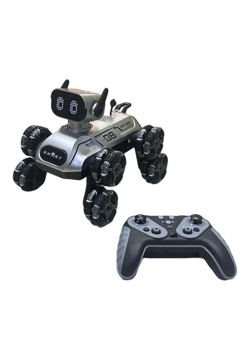 Cool Spray Intelligent Remote Control Stunt Robot Dog Toy 2.4G - Grey, Black