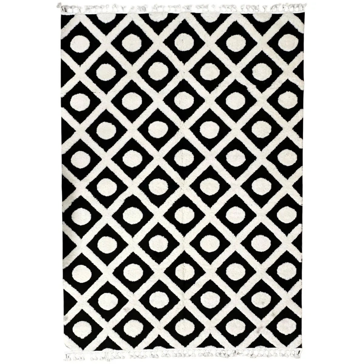 Glam Decor Contemporary Polka Dot Black/White Textured Turkish Large Carpet