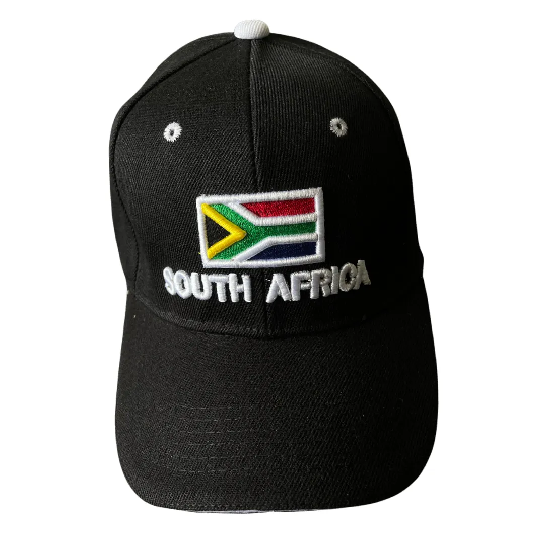 South Africa Flag Six Panel Baseball Caps, for Men and Women - Red - Black