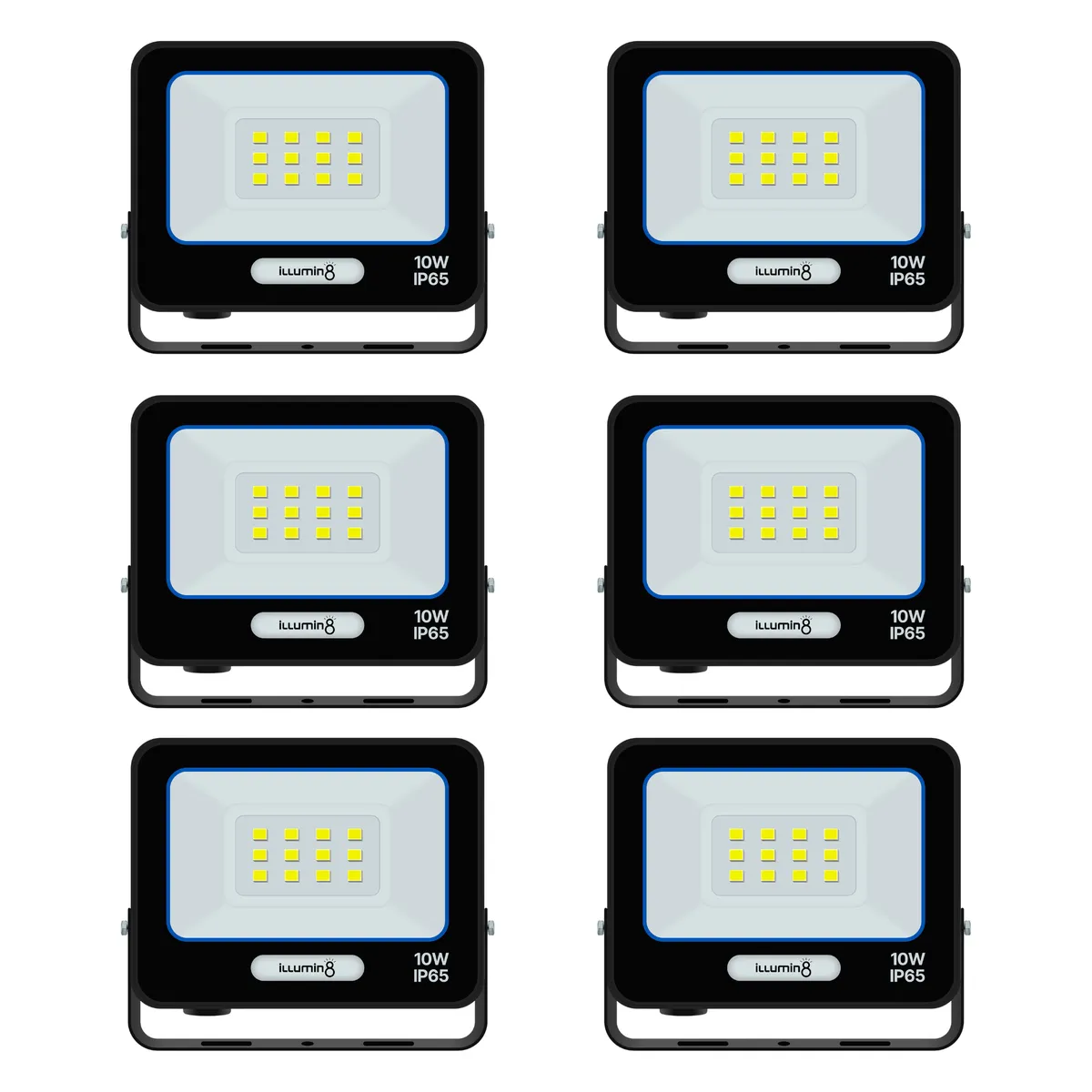 illumin8 10W LED Flood Light IP65 Weatherproof Cool White - 6 Pack