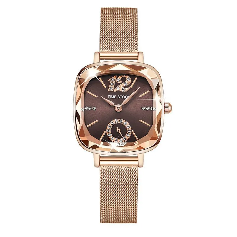 Women's Wrist Watches Rose Gold Stainless Steel Watch Quartz Watches - Coffee
