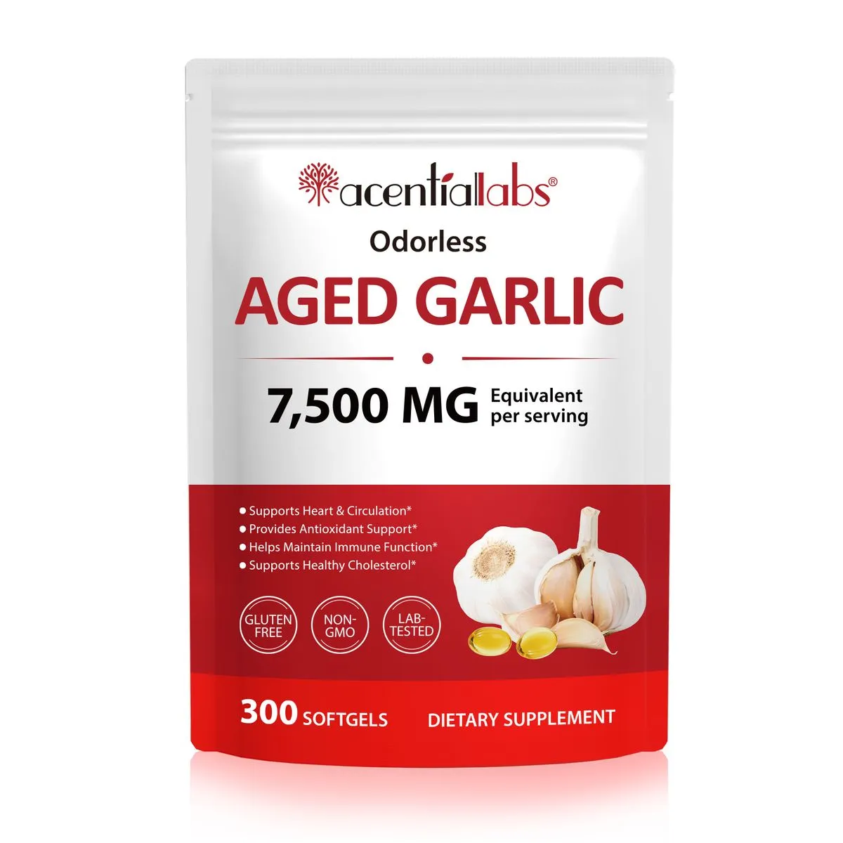 Acentiallabs Odorless Aged Garlic Softgels - 300 Softgels