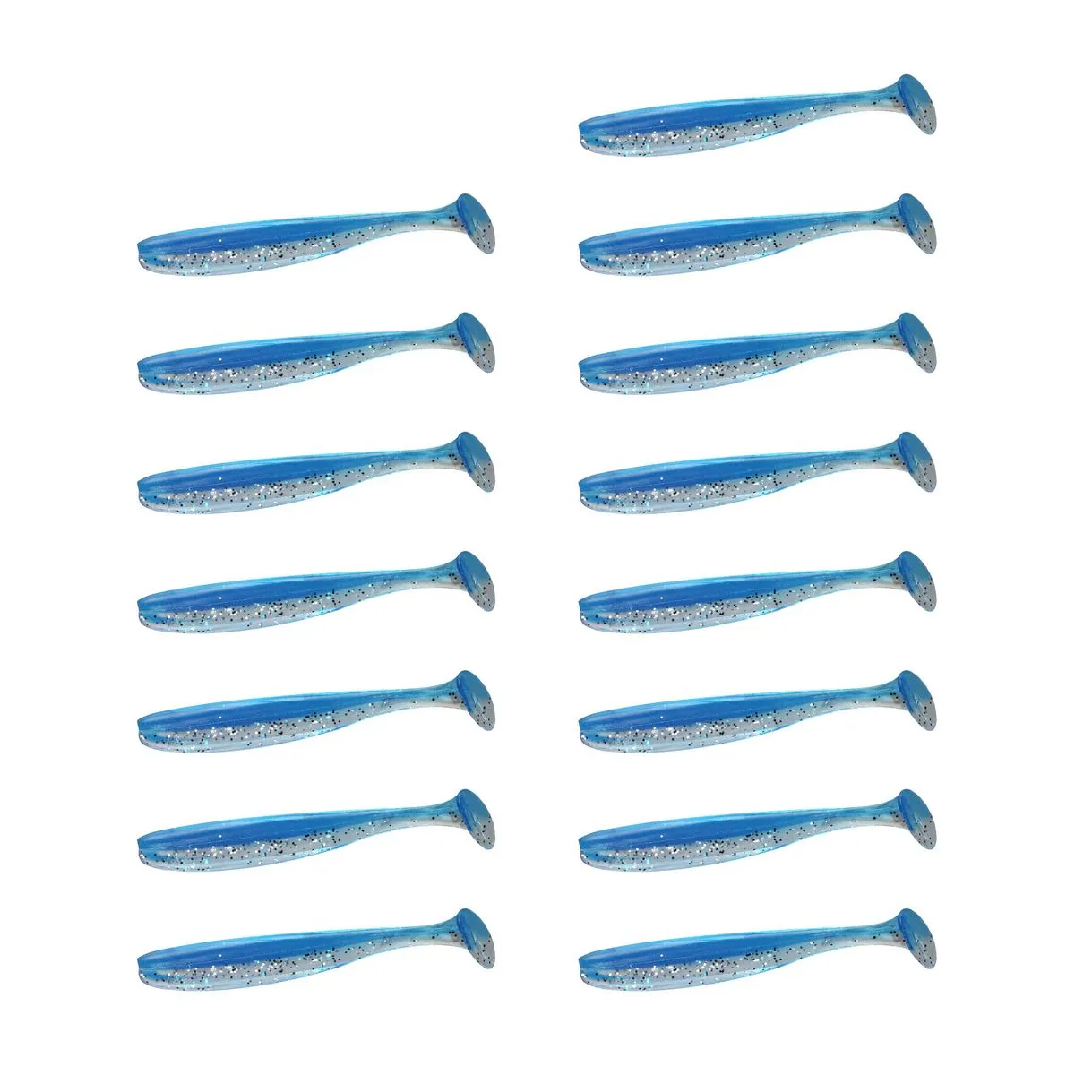 1.2g 5.5cm T-Tail Soft Lures - 15pc Paddle Tail Swimbaits for Bass Fishing - Blue
