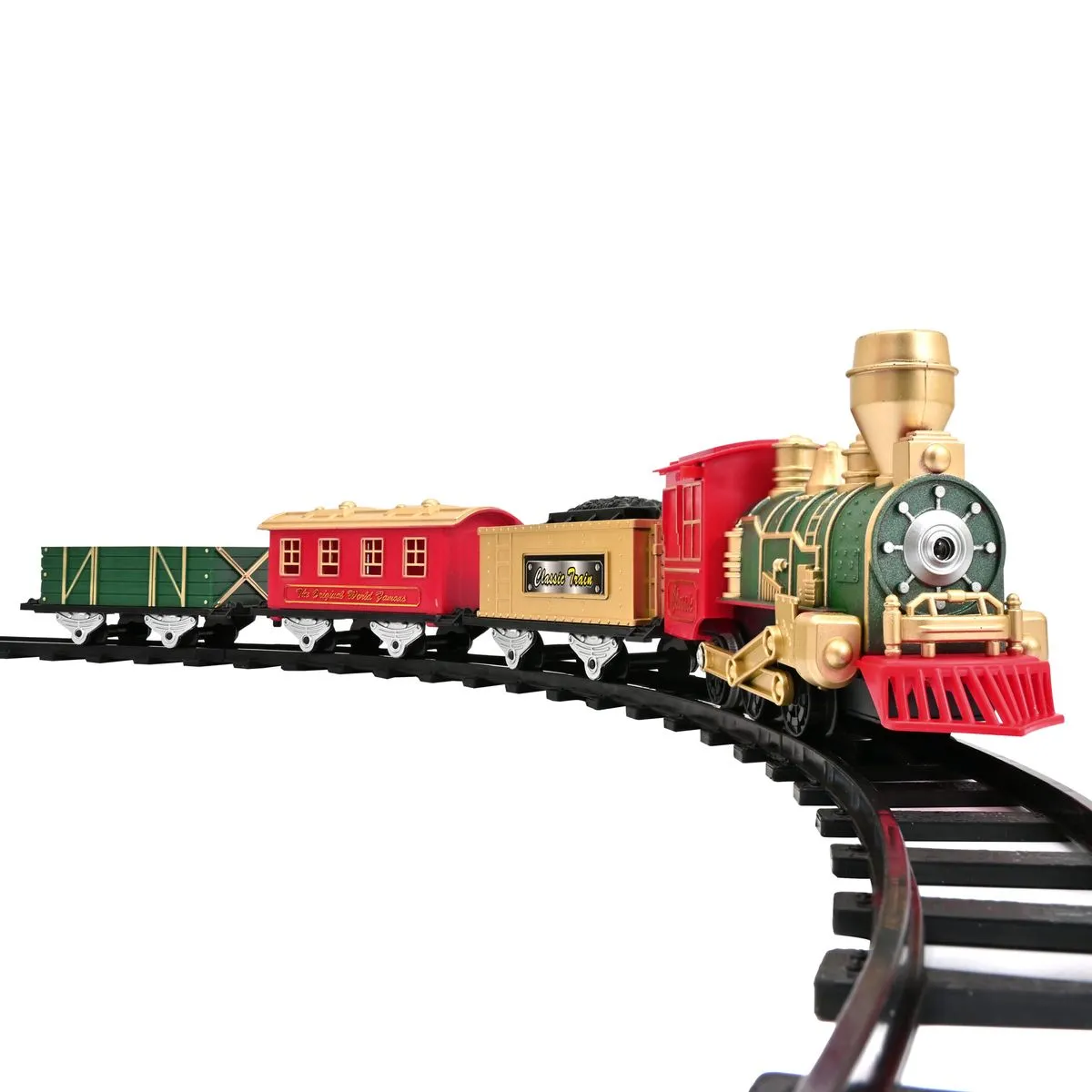 Train Set Toys- Electric Train Toy W/ Lights & Sound, Locomotive, Cargo