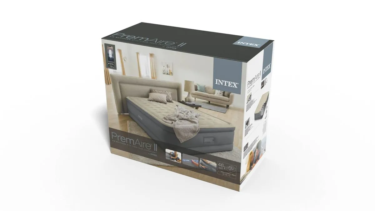 Intex Queen Premaire ii Elevated Airbed With Fiber-Tech & Built In Pump