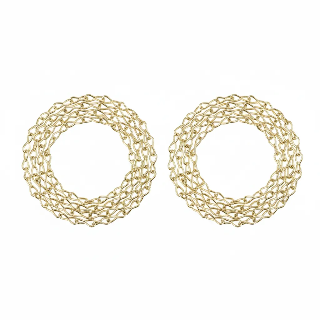 Brass Plated Steel Single Jack Chain 2mm x 1m for Hanging Projects - 2 Pack