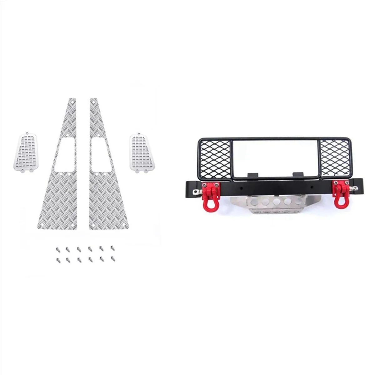 Metal Front Bumper With Center Net Protection Armor For Mn Black