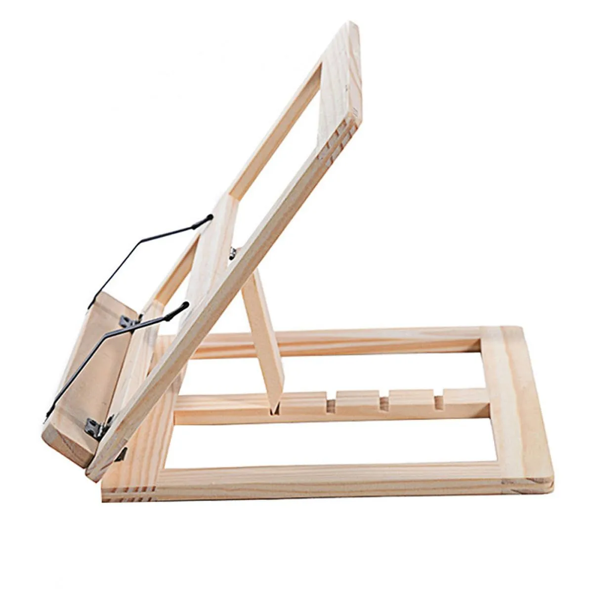 Adjustable Wooden Book Stand with Iron Page Clips - 30cm