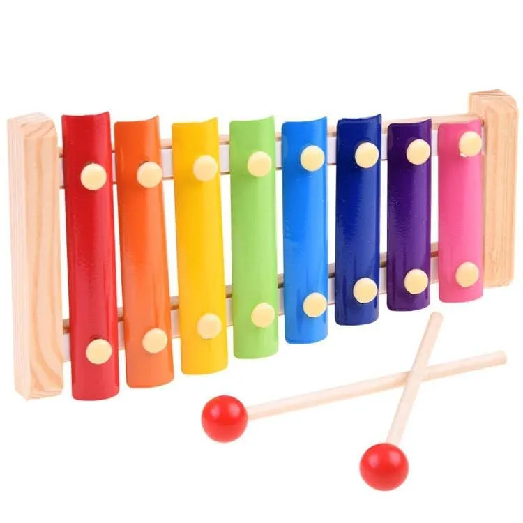 Wooden Rainbow Xylophone 8 Notes with Mallets