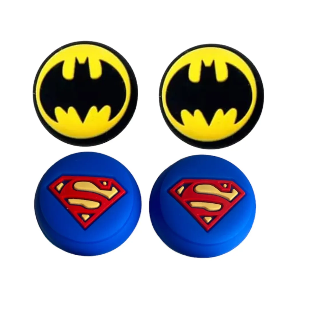 4pcs Superhero Controller Thumb Grips Compatible with Xbox One, PS3, PS4, Ps5 - Batman and Superman