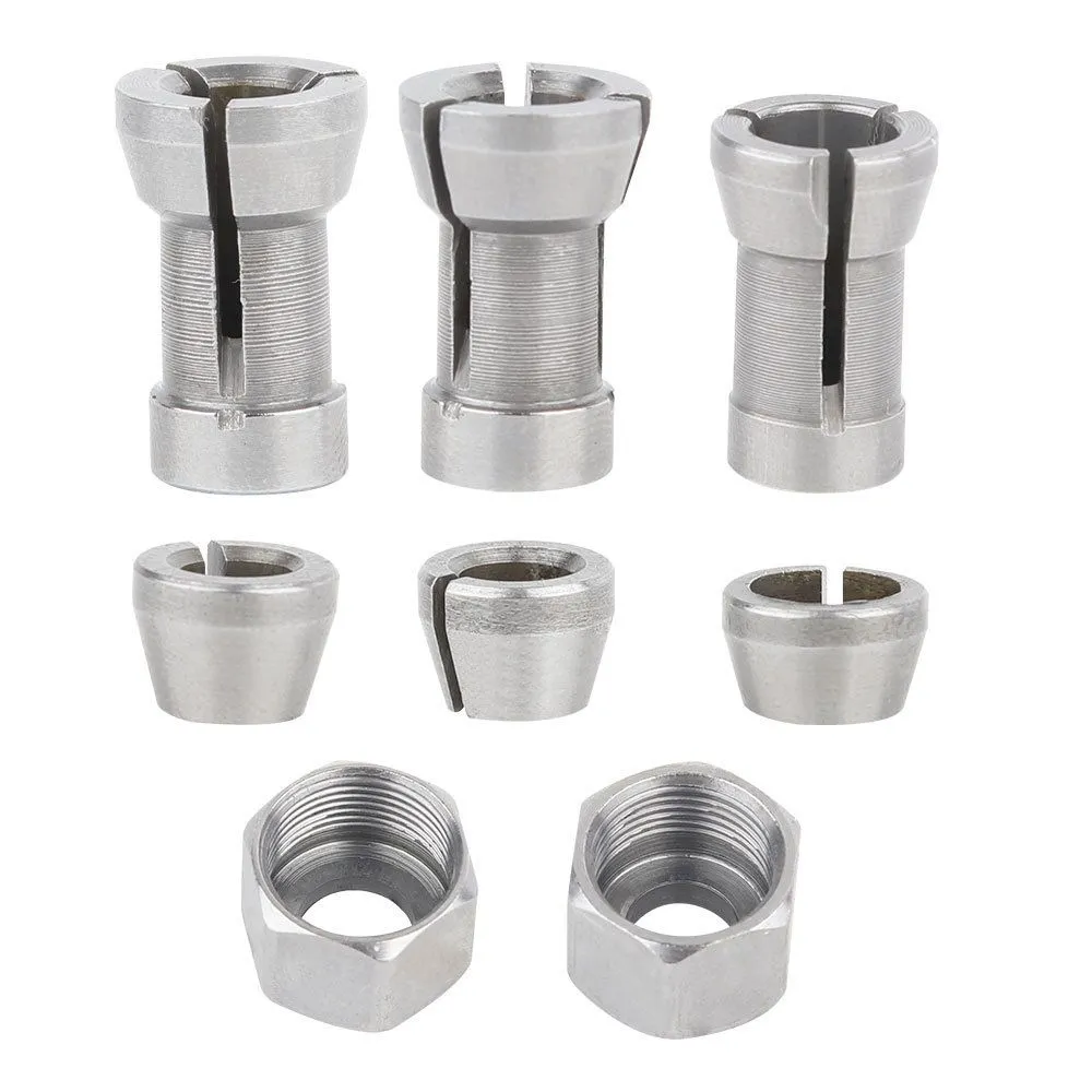 8Pack Router Chucks Conversion Set for Drills Engraving