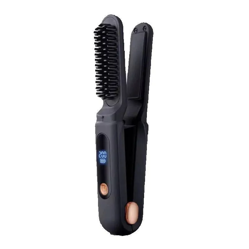 2-IN-1 Cordless Hair Straightener Comb - Black