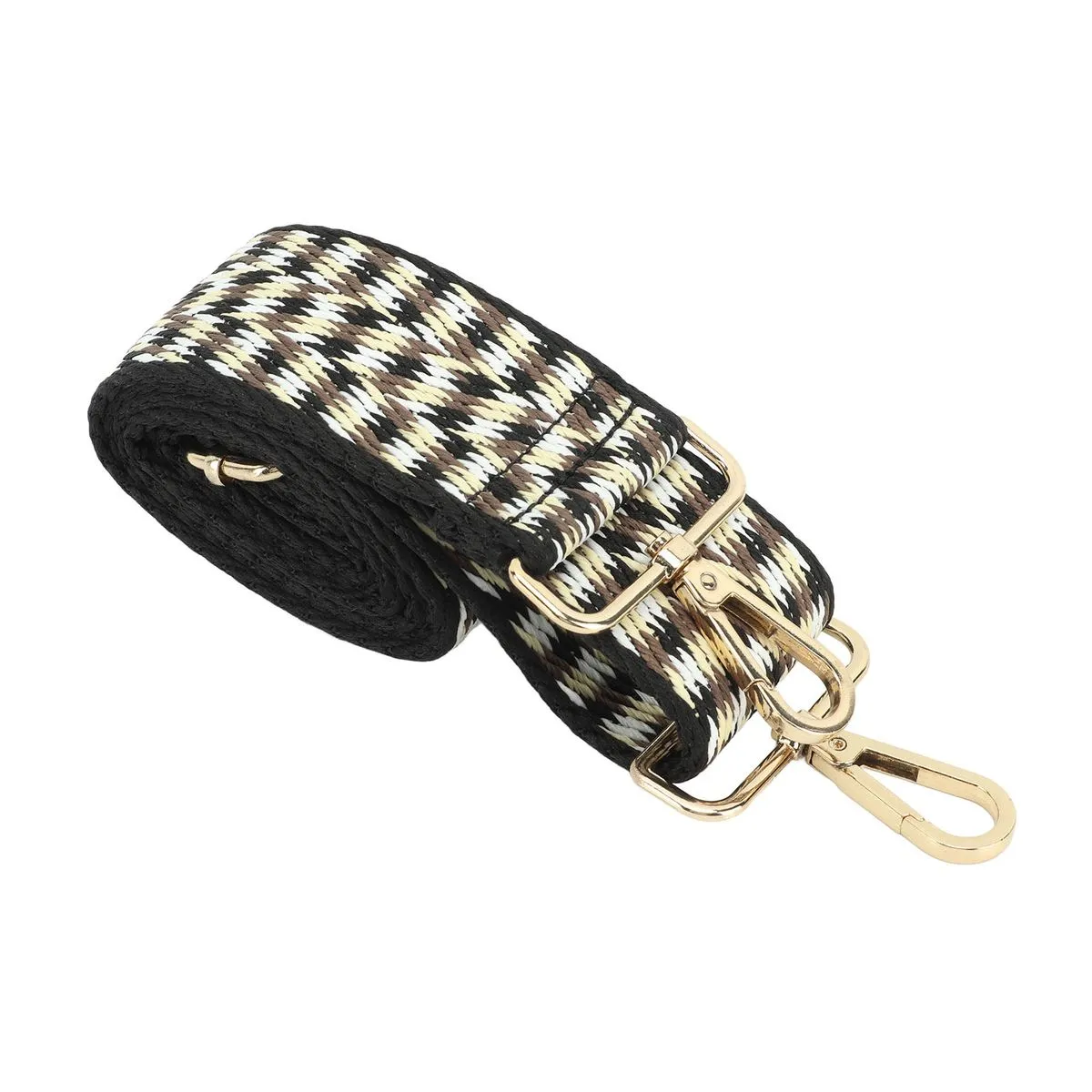 Woven camera strap (Black Gold White)