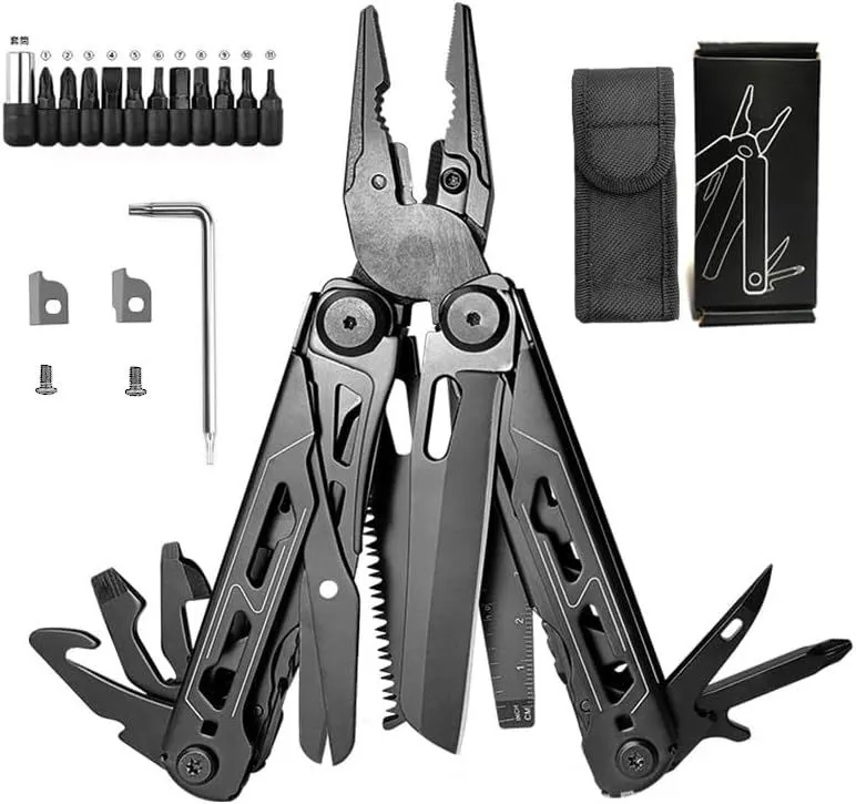 30-in-1 Stainless Steel Multi-Tool Pliers (with Self-Locking Function) - Black
