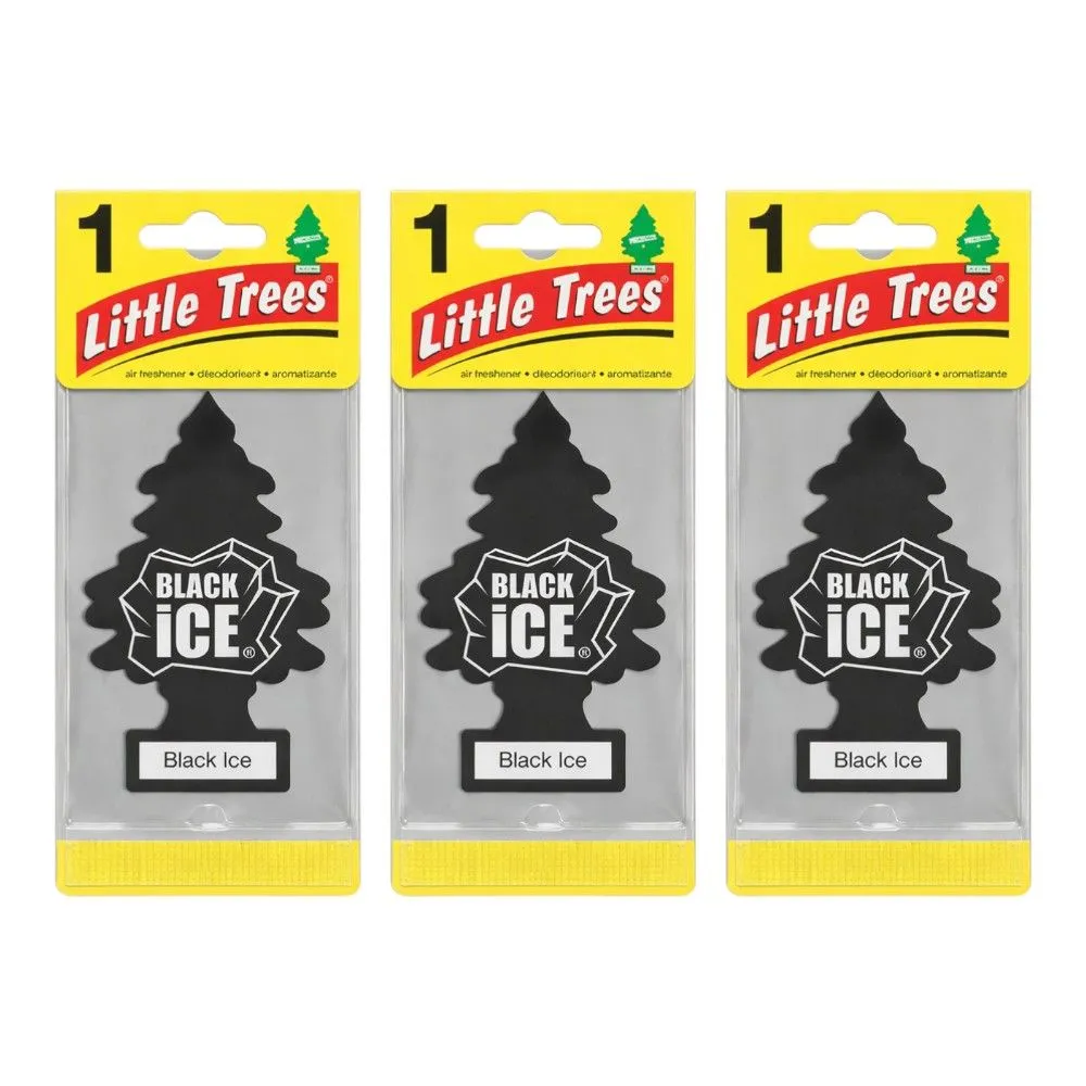 3 Pack - Little Trees Hanging Car Air Freshener - Black