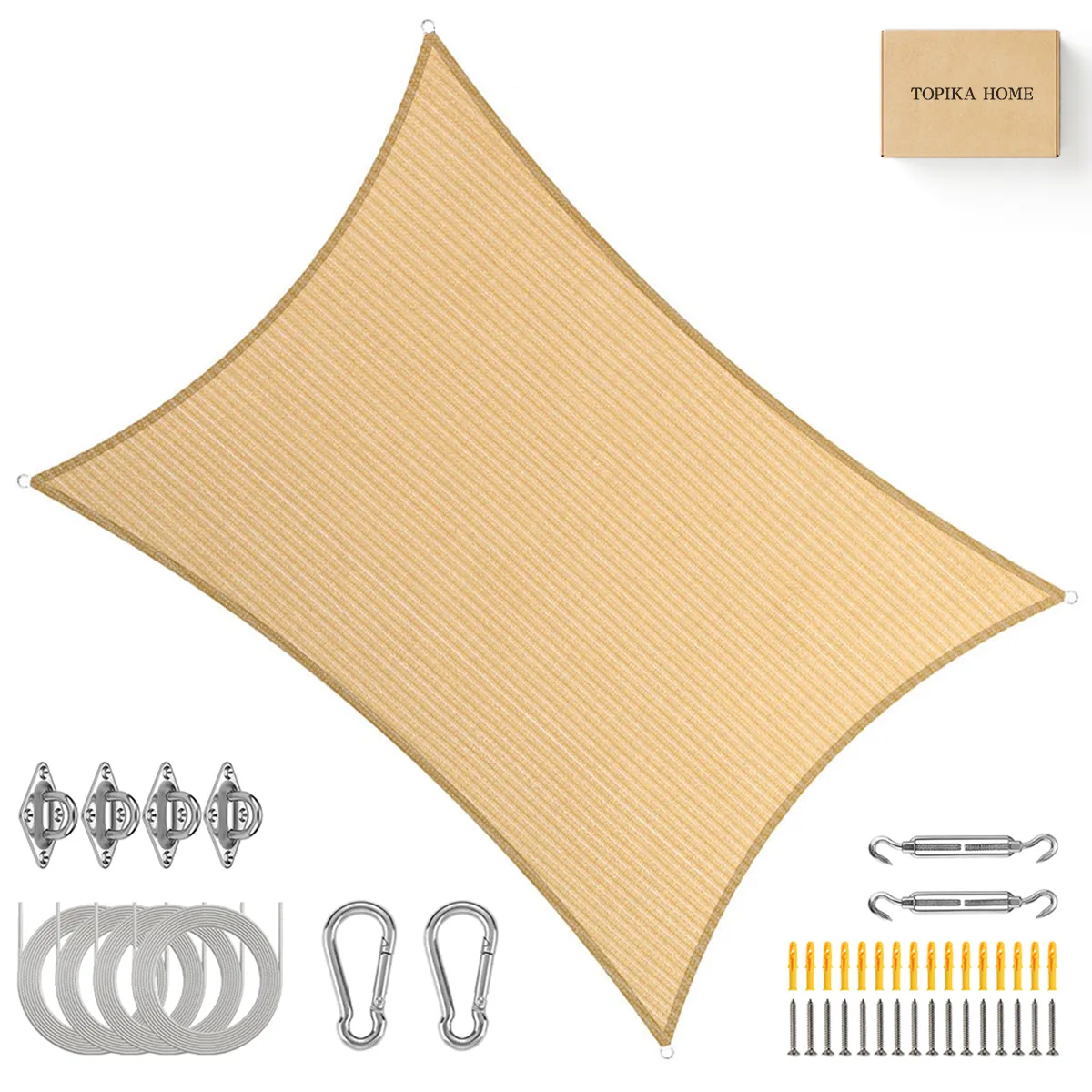 Topika Umbrellas Shade Sail, Sun Shade Sail & Block Canopy for Outdoor Use - Biege: 3m x 4m