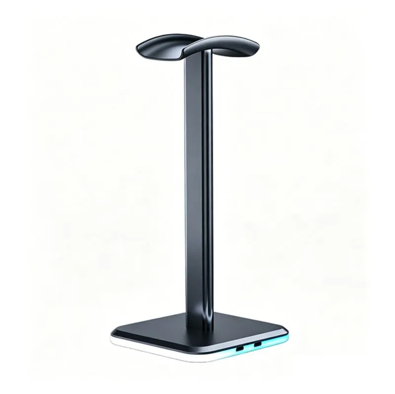Headphone Stand for Desk, RGB Headset Stand,Rechargeable/Luminous,RGB-Black