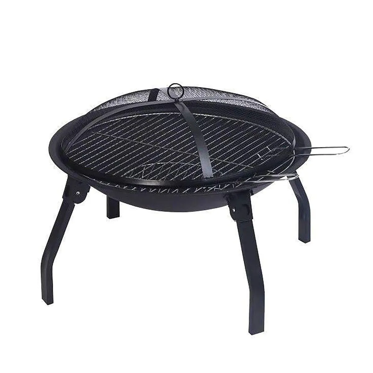 55cm Portable Fire Pit BBQ Grill with Spark Screen & Accessories