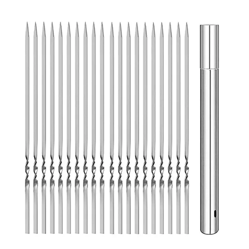 20PIECES Stainless Steel Reusable Flat Barbecue Needle Stick Barbecue Tool